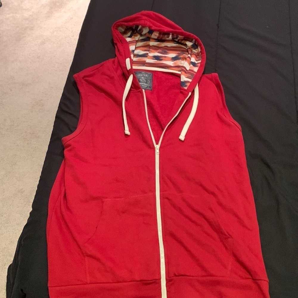 Mens Sleeveless Hooded Zip Up